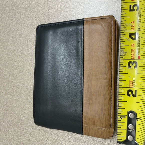 Classico Men’s Two Tone Leather Bifold Wallet Brown Tan Picture Credit Card Slot - Picture 8 of 9